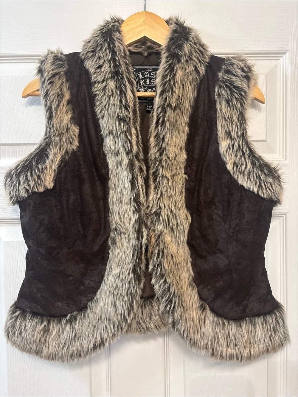 Faux Fur Trim Brown Vintage Vest